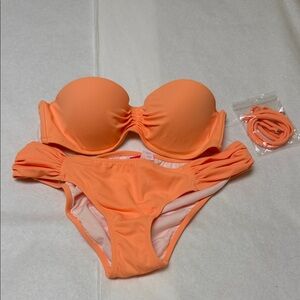 NWT🔸Victoria's Secret Peach-Orange Strapless Bikini Set🔸